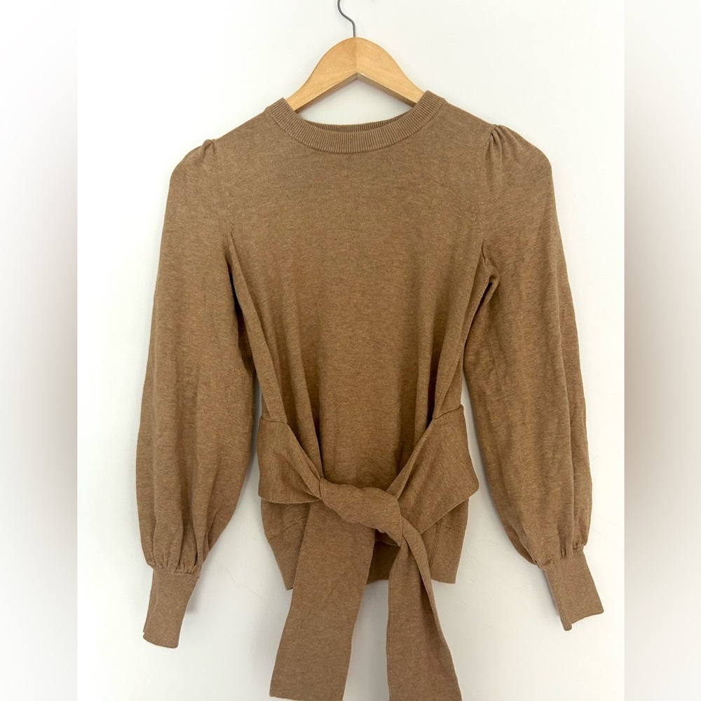 RALPH LAUREN Black Label Tie Waist  Balloon Sleeve Cotton Modal Sweater XS - Picture 8 of 8